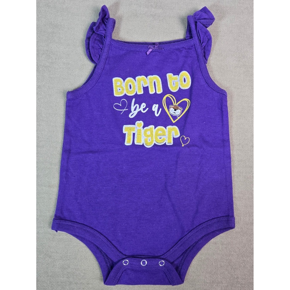 Colosseum Infant 6-12M Purple Born To Be A Tiger Ruffle Sleeveless Bodysuit